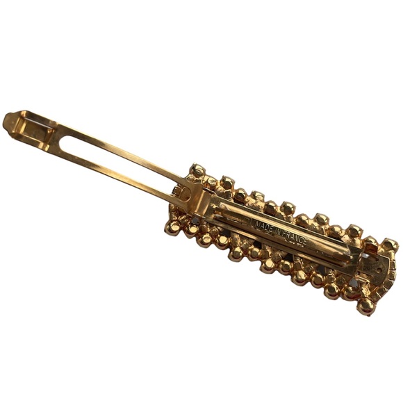 Vintage French Hair Jewelry Gold Jeweled Barrette Made in France High Quality